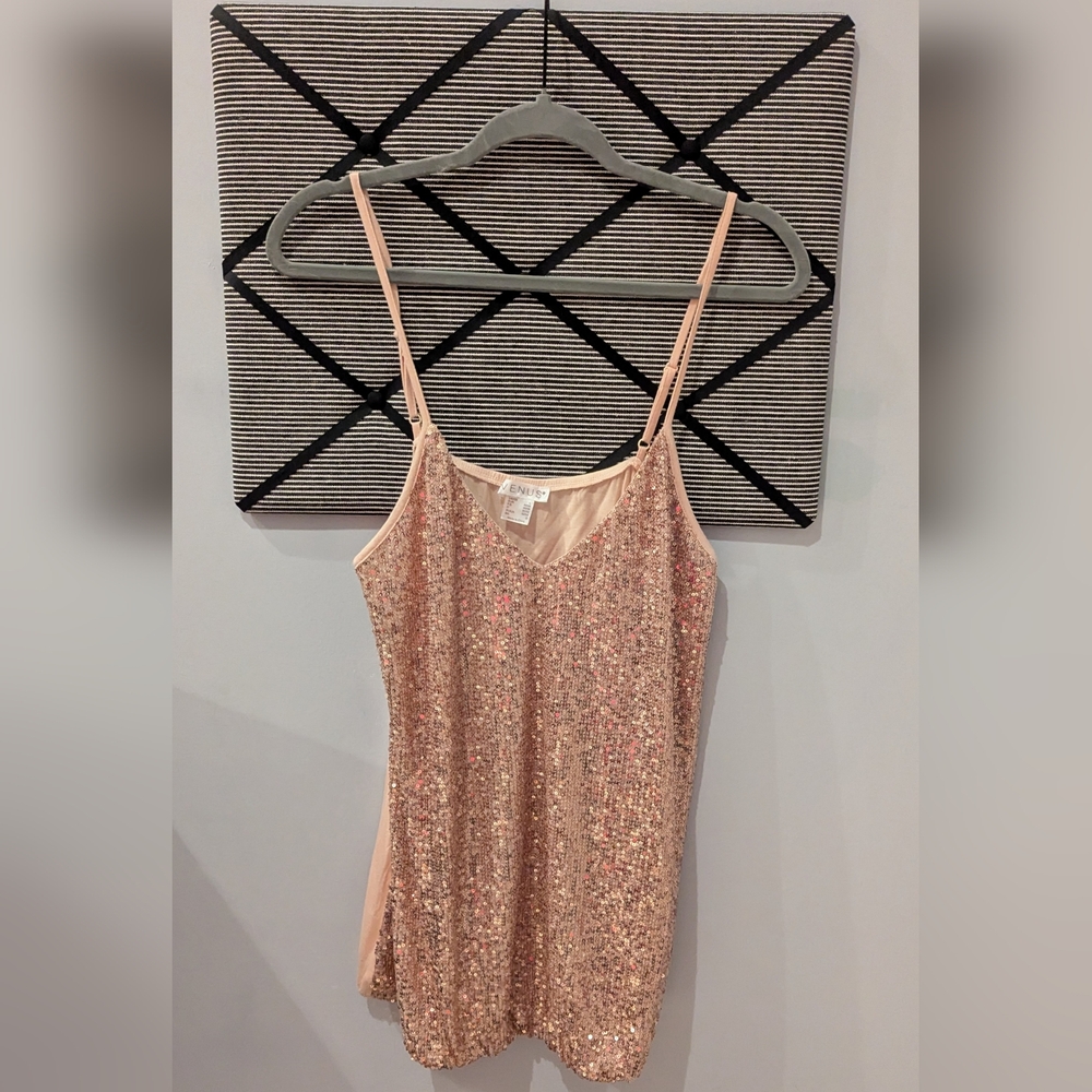 VENUS Rose Gold Sequin Tank Top